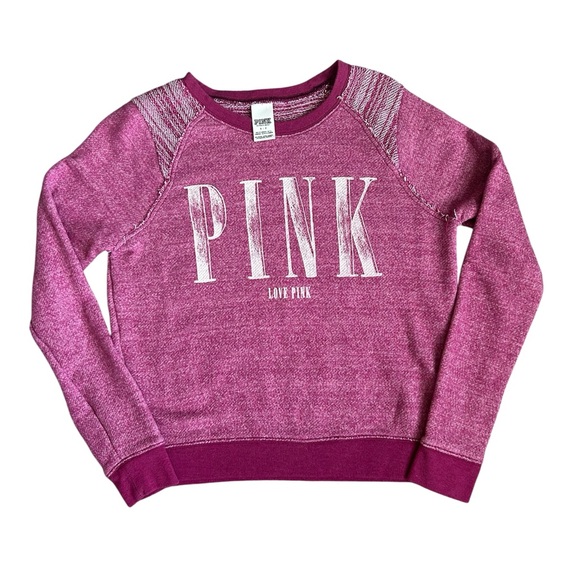 PINK Victoria's Secret Tops - 5/$25 PINK Victoria’s Secret pink and white crewneck sweatshirt size small